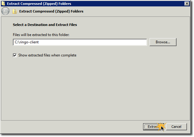 Specify destination and extract file